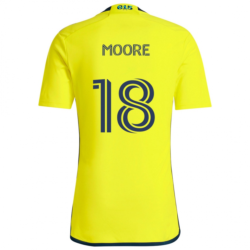 Gyermek Shaq Moore #18 Sárga Kék Hazai Jersey 2024/25 Mez Póló Ing