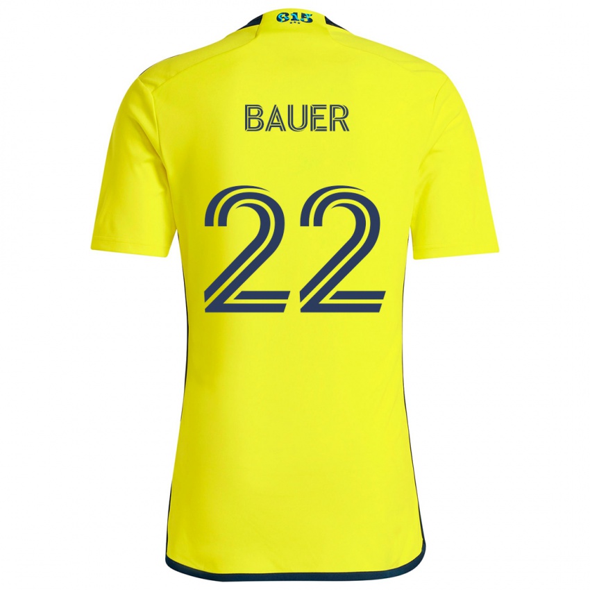 Gyermek Josh Bauer #22 Sárga Kék Hazai Jersey 2024/25 Mez Póló Ing