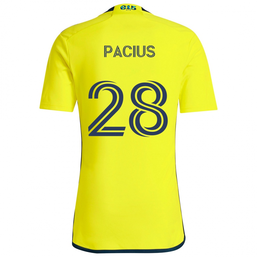 Gyermek Woobens Pacius #28 Sárga Kék Hazai Jersey 2024/25 Mez Póló Ing