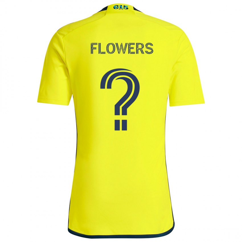 Gyermek Ashton Flowers #0 Sárga Kék Hazai Jersey 2024/25 Mez Póló Ing