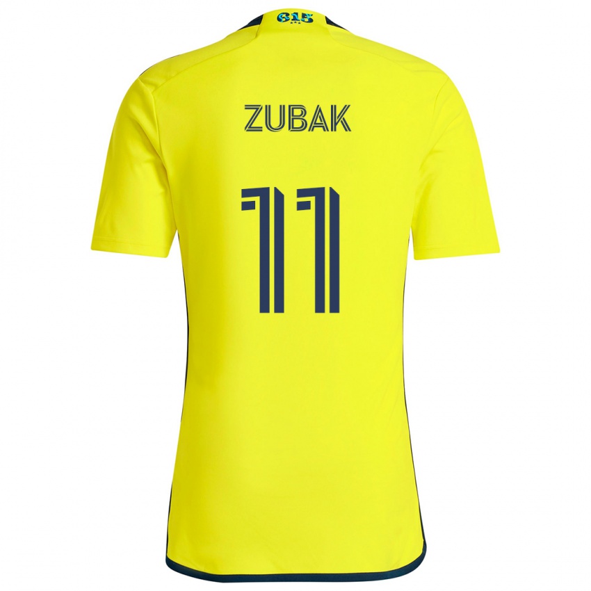 Gyermek Ethan Zubak #11 Sárga Kék Hazai Jersey 2024/25 Mez Póló Ing