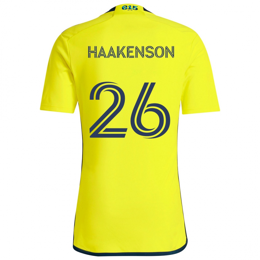 Gyermek Luke Haakenson #26 Sárga Kék Hazai Jersey 2024/25 Mez Póló Ing