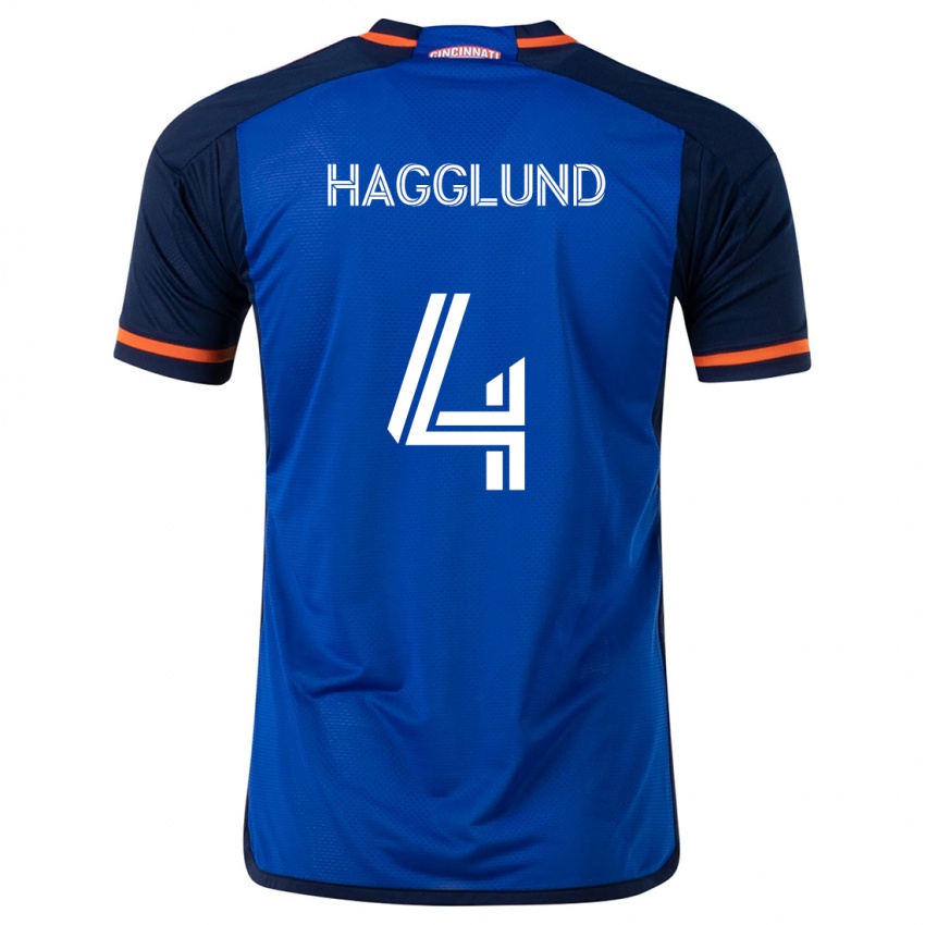 Gyermek Nick Hagglund #4 Kék Fehér Hazai Jersey 2024/25 Mez Póló Ing