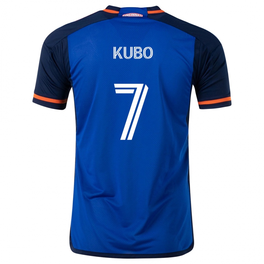 Gyermek Yuya Kubo #7 Kék Fehér Hazai Jersey 2024/25 Mez Póló Ing