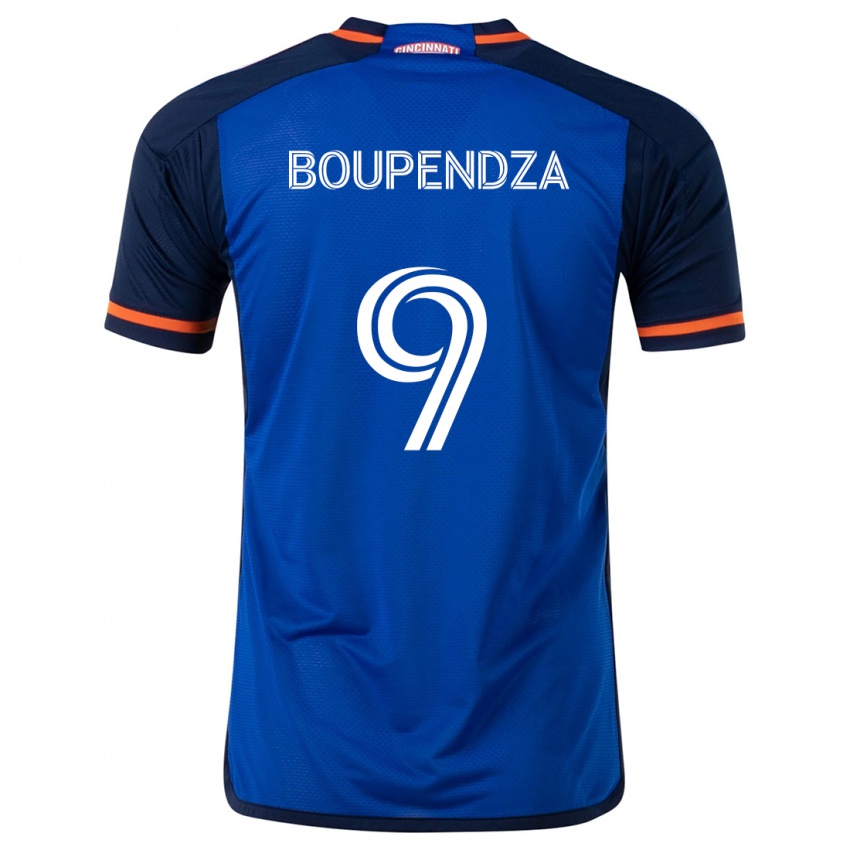 Gyermek Aaron Boupendza #9 Kék Fehér Hazai Jersey 2024/25 Mez Póló Ing