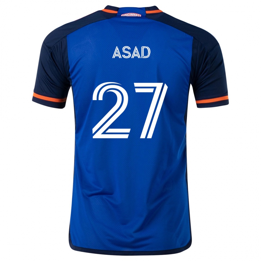 Gyermek Yamil Asad #27 Kék Fehér Hazai Jersey 2024/25 Mez Póló Ing