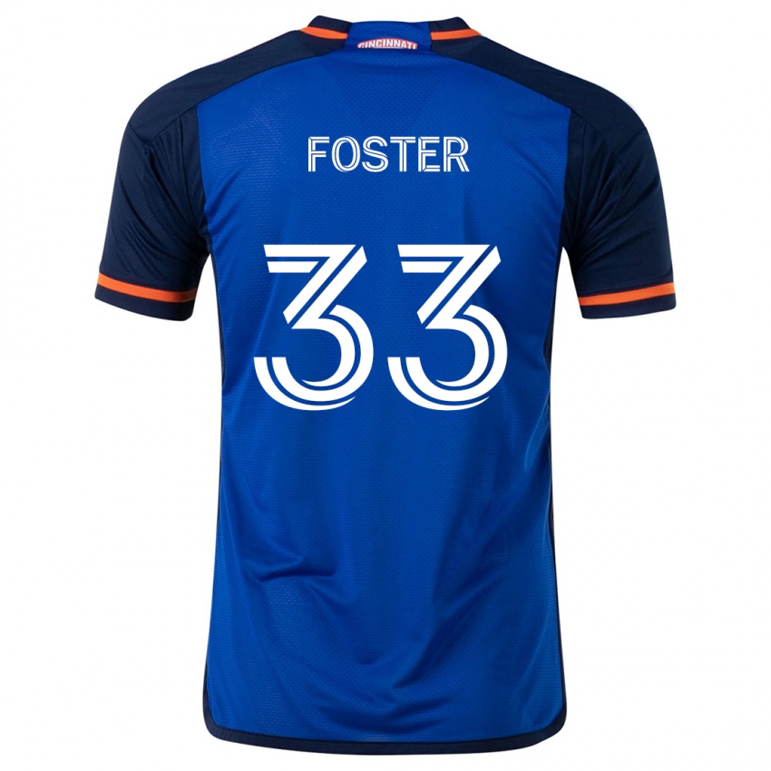 Gyermek Isaiah Foster #33 Kék Fehér Hazai Jersey 2024/25 Mez Póló Ing