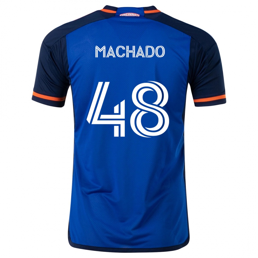 Gyermek Juan Machado #48 Kék Fehér Hazai Jersey 2024/25 Mez Póló Ing