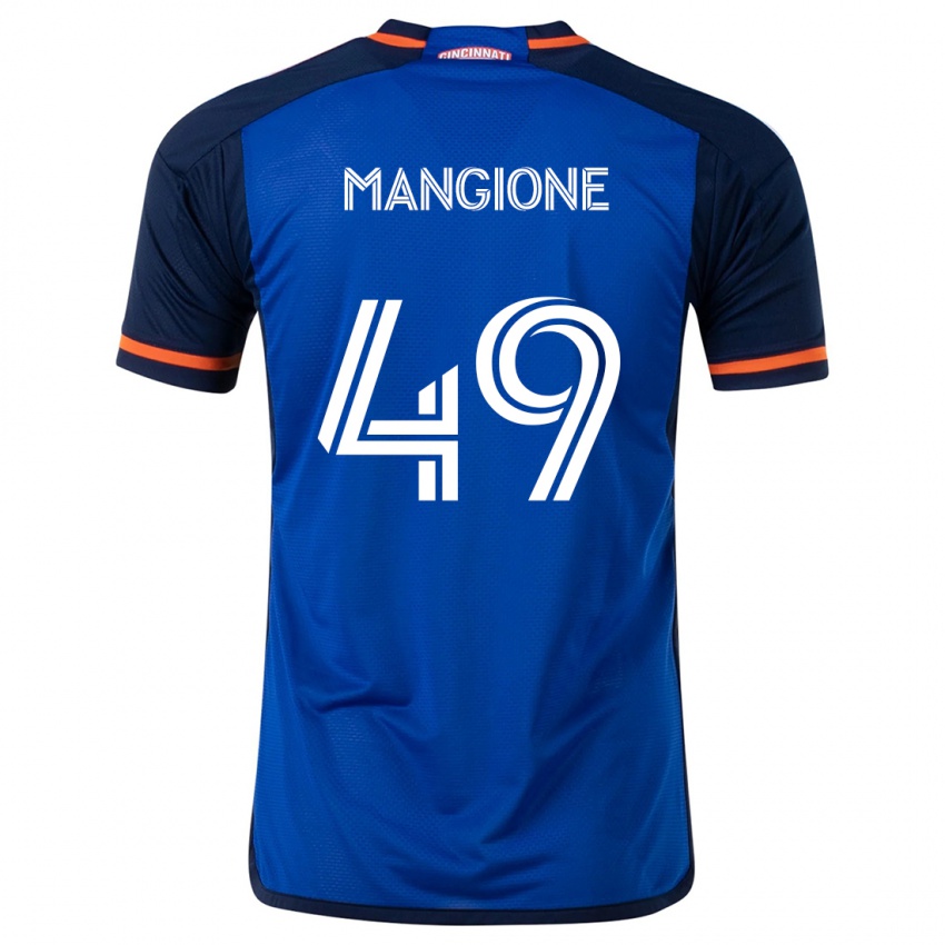 Gyermek Peter Mangione #49 Kék Fehér Hazai Jersey 2024/25 Mez Póló Ing