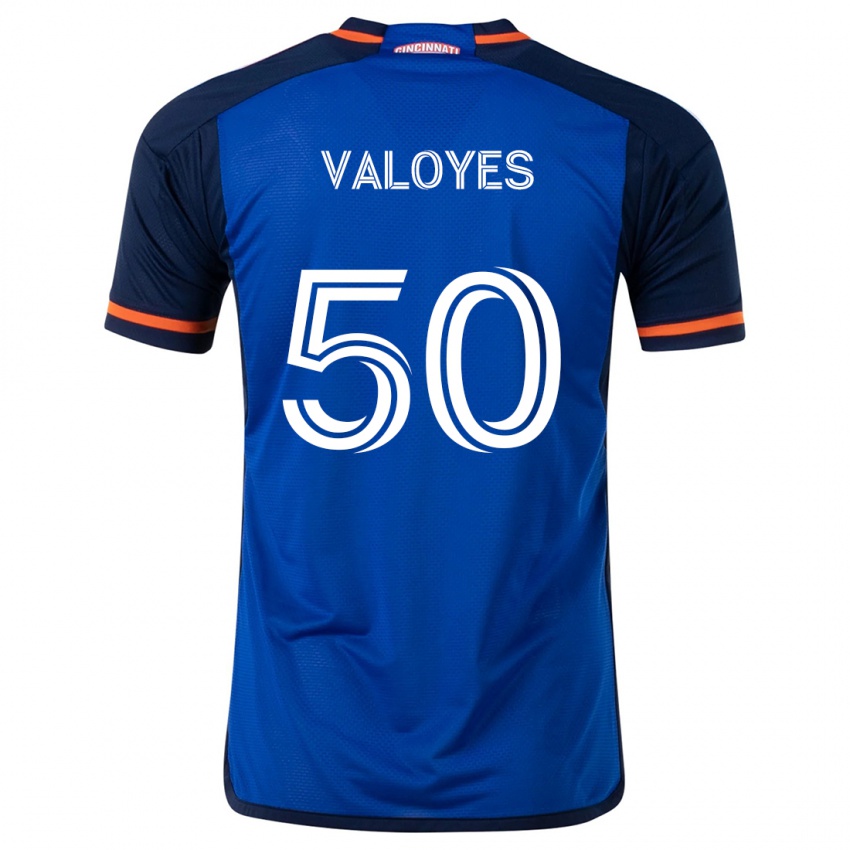 Gyermek Yeiner Valoyes #50 Kék Fehér Hazai Jersey 2024/25 Mez Póló Ing