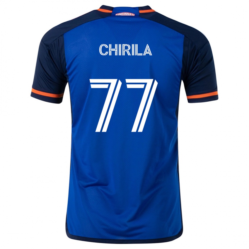 Gyermek Stefan Chirila #77 Kék Fehér Hazai Jersey 2024/25 Mez Póló Ing