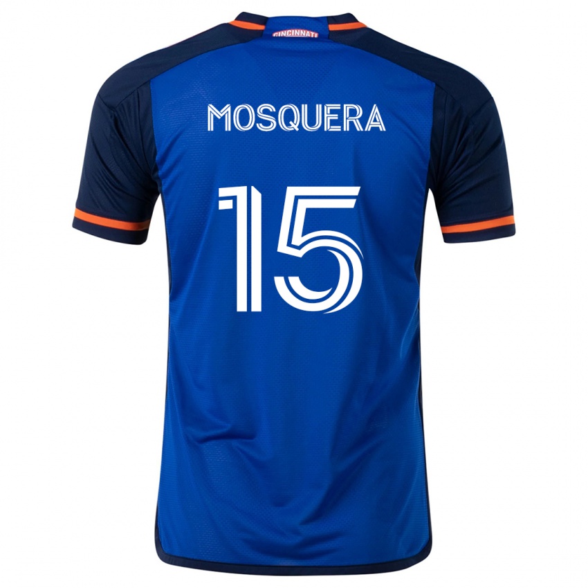 Gyermek Yerson Mosquera #15 Kék Fehér Hazai Jersey 2024/25 Mez Póló Ing