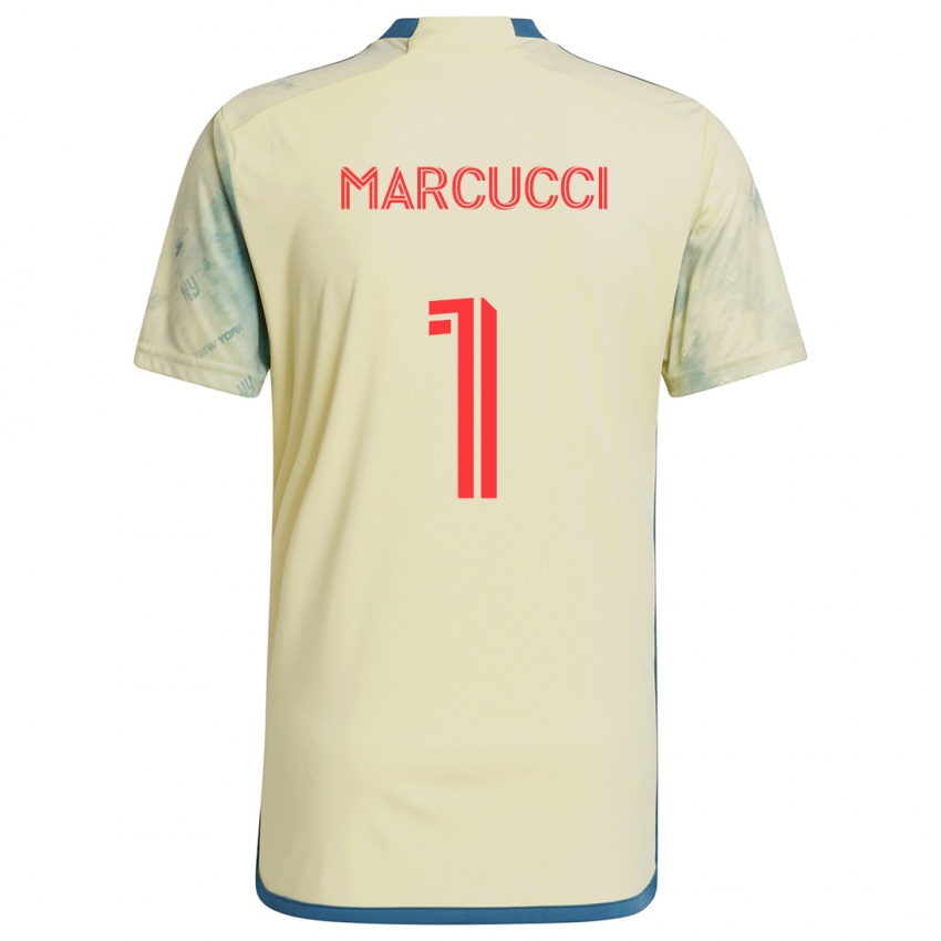 Gyermek Aj Marcucci #1 Sárga Piros Kék Hazai Jersey 2024/25 Mez Póló Ing