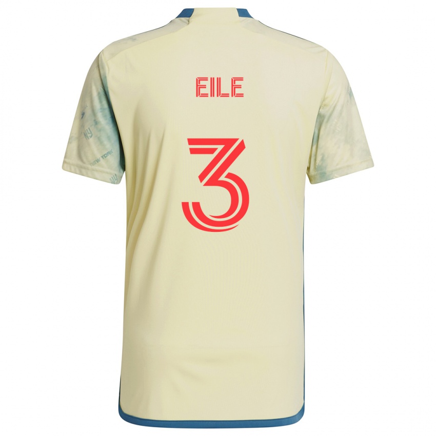 Gyermek Noah Eile #3 Sárga Piros Kék Hazai Jersey 2024/25 Mez Póló Ing