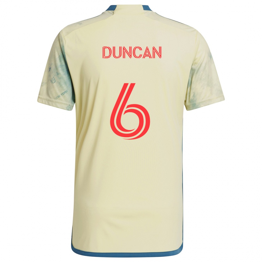 Gyermek Kyle Duncan #6 Sárga Piros Kék Hazai Jersey 2024/25 Mez Póló Ing