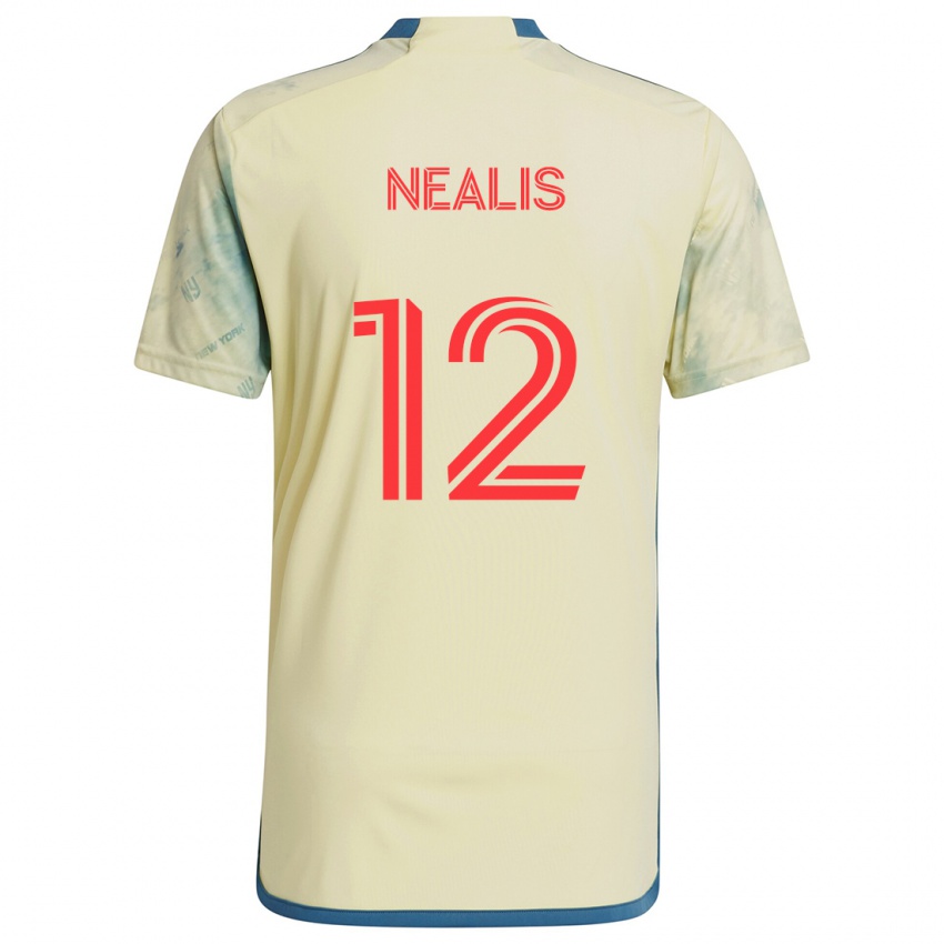 Gyermek Dylan Nealis #12 Sárga Piros Kék Hazai Jersey 2024/25 Mez Póló Ing