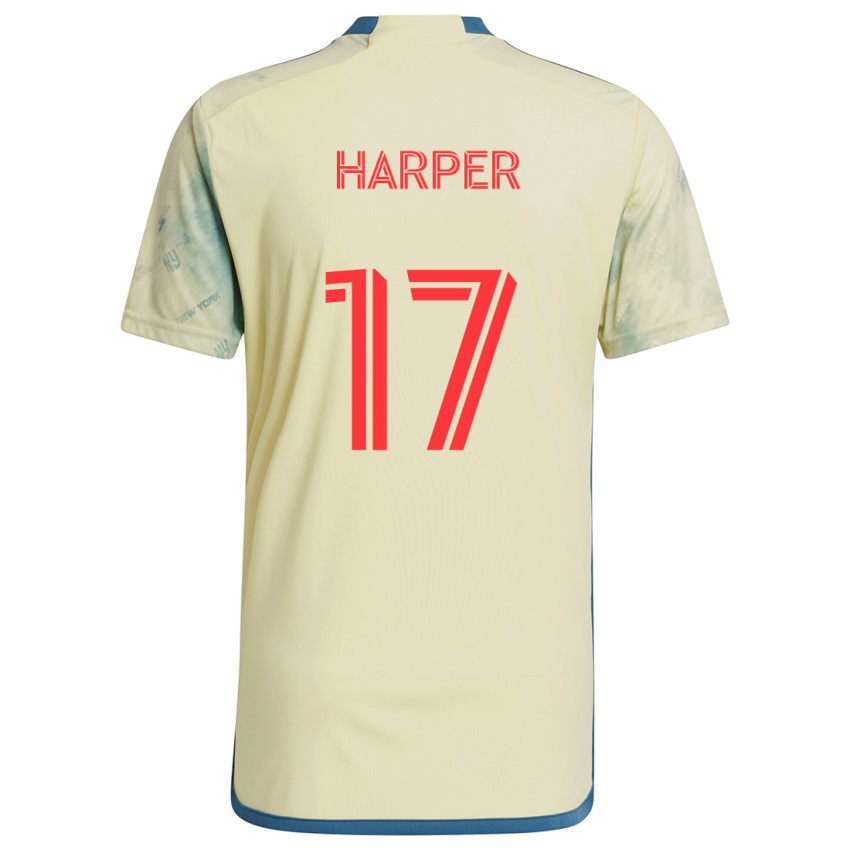 Gyermek Cameron Harper #17 Sárga Piros Kék Hazai Jersey 2024/25 Mez Póló Ing