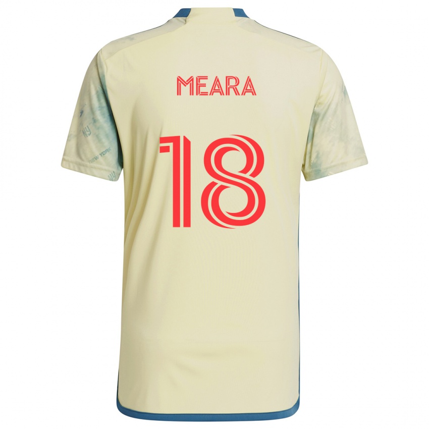 Gyermek Ryan Meara #18 Sárga Piros Kék Hazai Jersey 2024/25 Mez Póló Ing