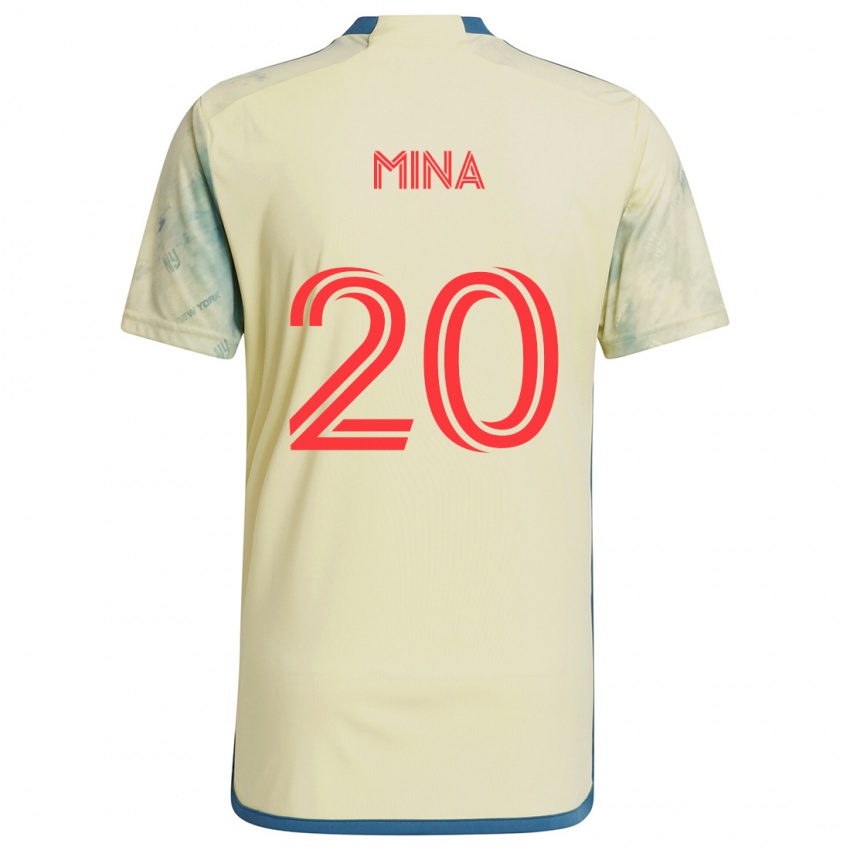 Gyermek Juan Mina #20 Sárga Piros Kék Hazai Jersey 2024/25 Mez Póló Ing