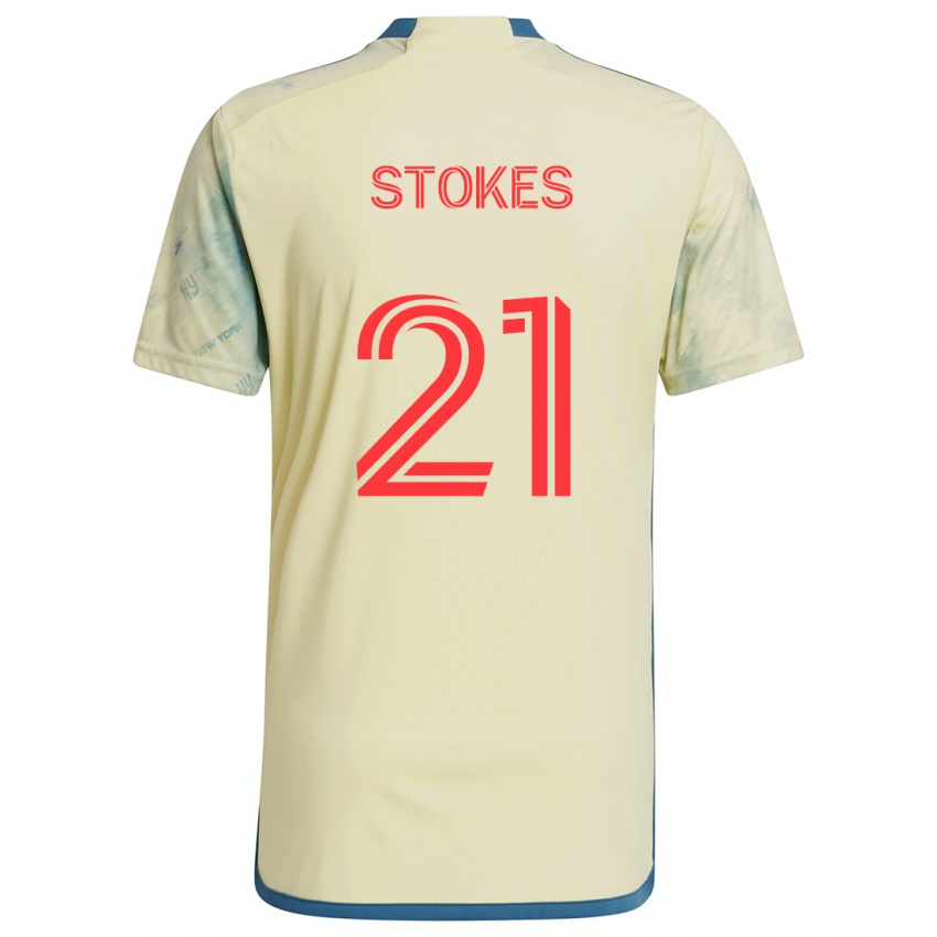 Gyermek Aidan Stokes #21 Sárga Piros Kék Hazai Jersey 2024/25 Mez Póló Ing