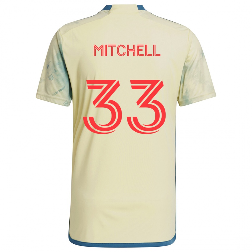 Gyermek Roald Mitchell #33 Sárga Piros Kék Hazai Jersey 2024/25 Mez Póló Ing