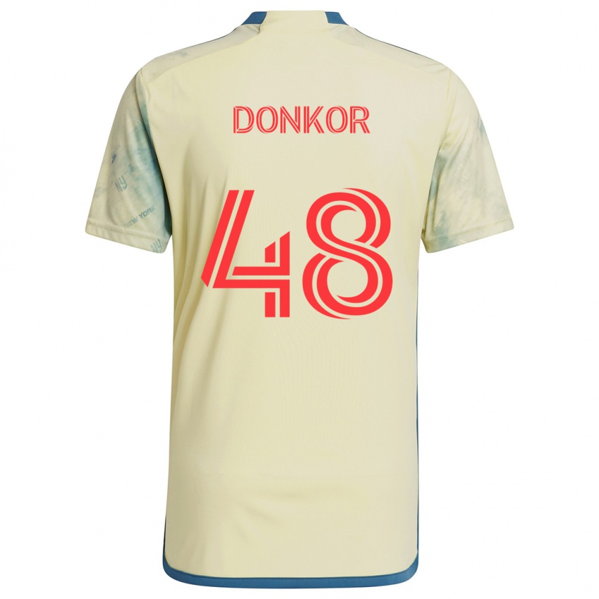 Gyermek Ronald Donkor #48 Sárga Piros Kék Hazai Jersey 2024/25 Mez Póló Ing