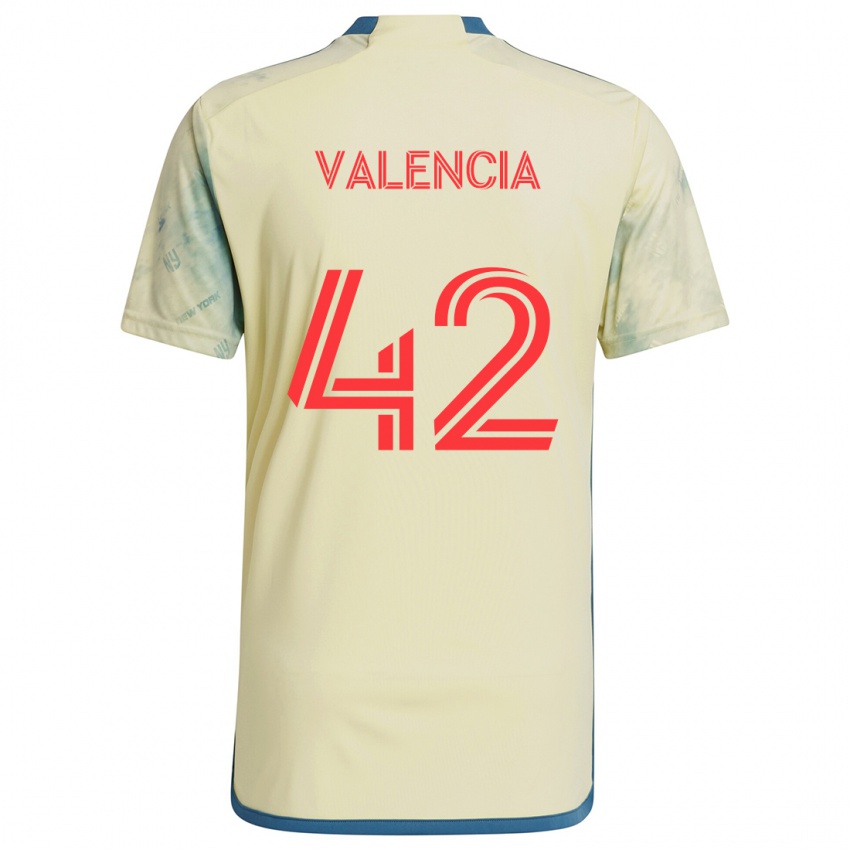 Gyermek Omar Valencia #42 Sárga Piros Kék Hazai Jersey 2024/25 Mez Póló Ing