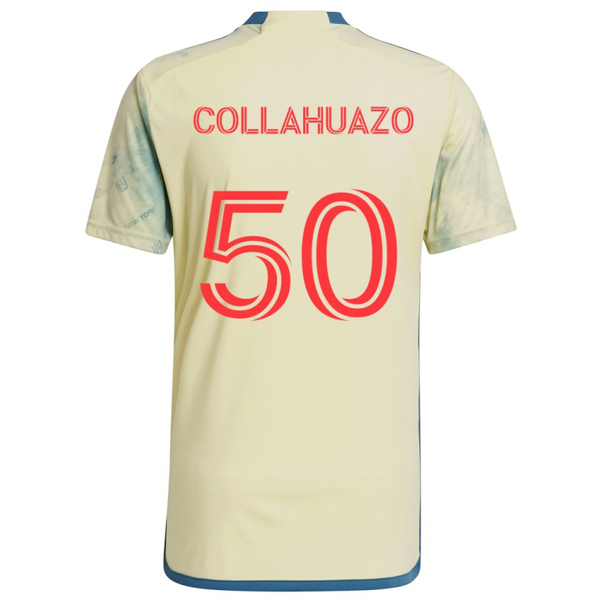 Gyermek Jair Collahuazo #50 Sárga Piros Kék Hazai Jersey 2024/25 Mez Póló Ing