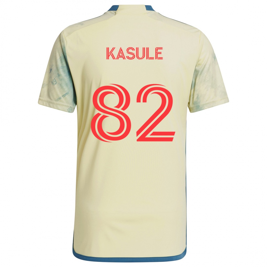 Gyermek Ibrahim Kasule #82 Sárga Piros Kék Hazai Jersey 2024/25 Mez Póló Ing