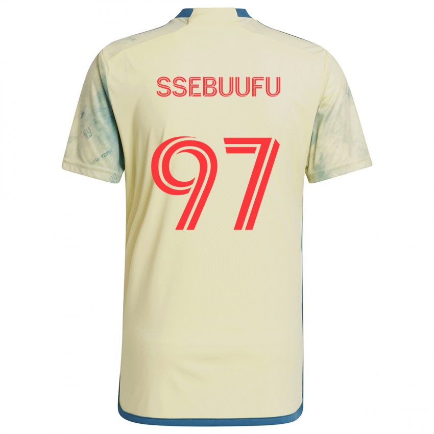 Gyermek Frank Ssebuufu #97 Sárga Piros Kék Hazai Jersey 2024/25 Mez Póló Ing