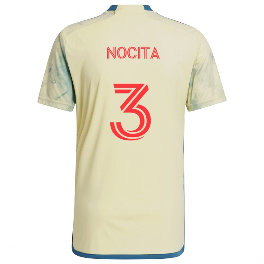 Gyermek Matthew Nocita #3 Sárga Piros Kék Hazai Jersey 2024/25 Mez Póló Ing