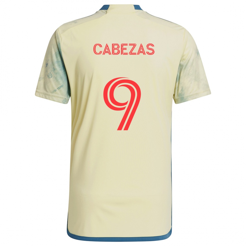 Gyermek Jorge Cabezas #9 Sárga Piros Kék Hazai Jersey 2024/25 Mez Póló Ing