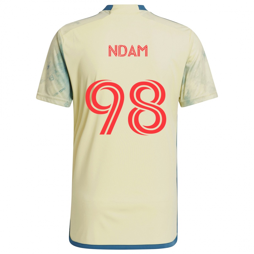 Gyermek Hassan Ndam #98 Sárga Piros Kék Hazai Jersey 2024/25 Mez Póló Ing