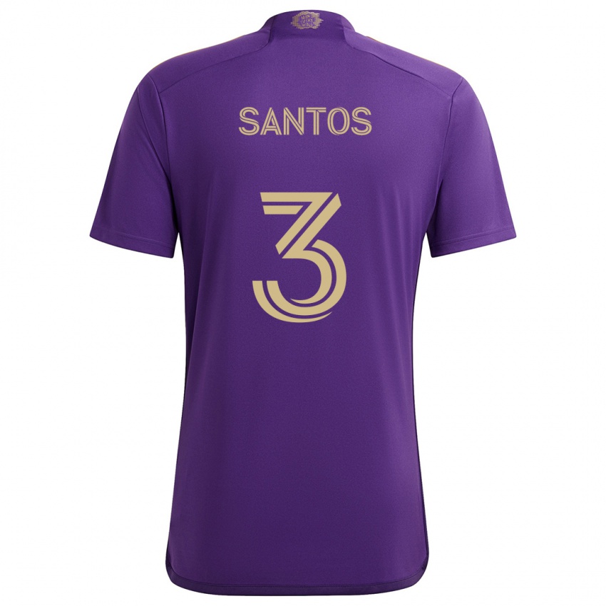 Gyermek Rafael Santos #3 Lila Sárga Hazai Jersey 2024/25 Mez Póló Ing