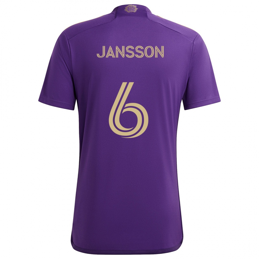 Gyermek Robin Jansson #6 Lila Sárga Hazai Jersey 2024/25 Mez Póló Ing