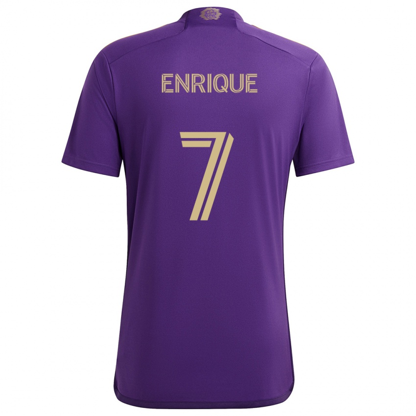 Gyermek Ramiro Enrique #7 Lila Sárga Hazai Jersey 2024/25 Mez Póló Ing