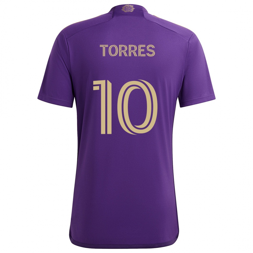 Gyermek Facundo Torres #10 Lila Sárga Hazai Jersey 2024/25 Mez Póló Ing