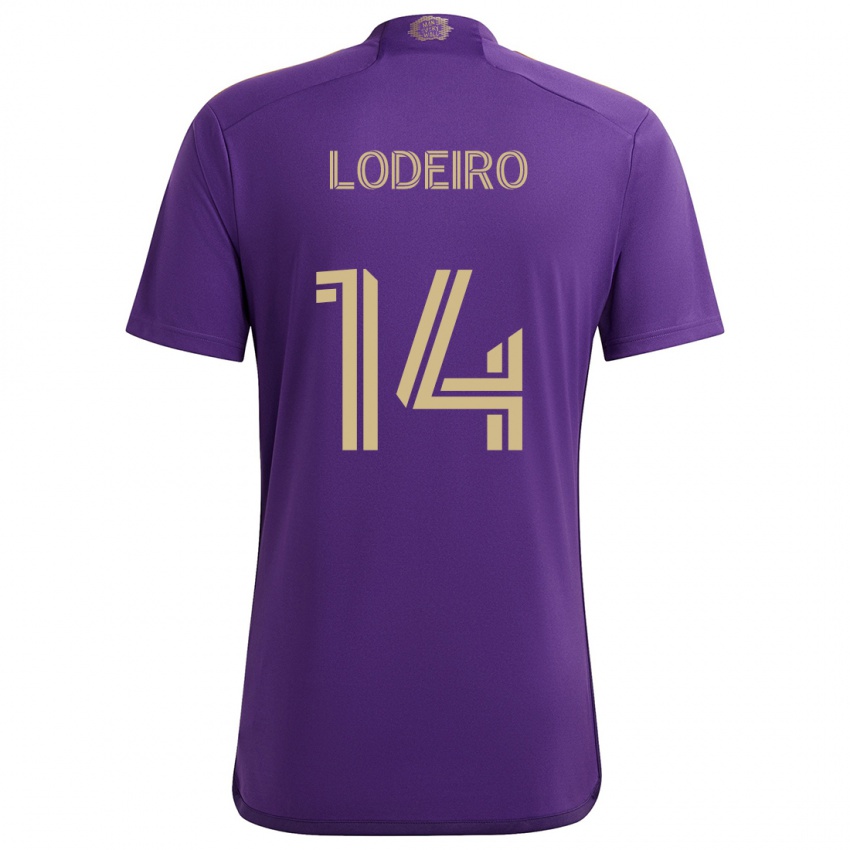 Gyermek Nicolás Lodeiro #14 Lila Sárga Hazai Jersey 2024/25 Mez Póló Ing