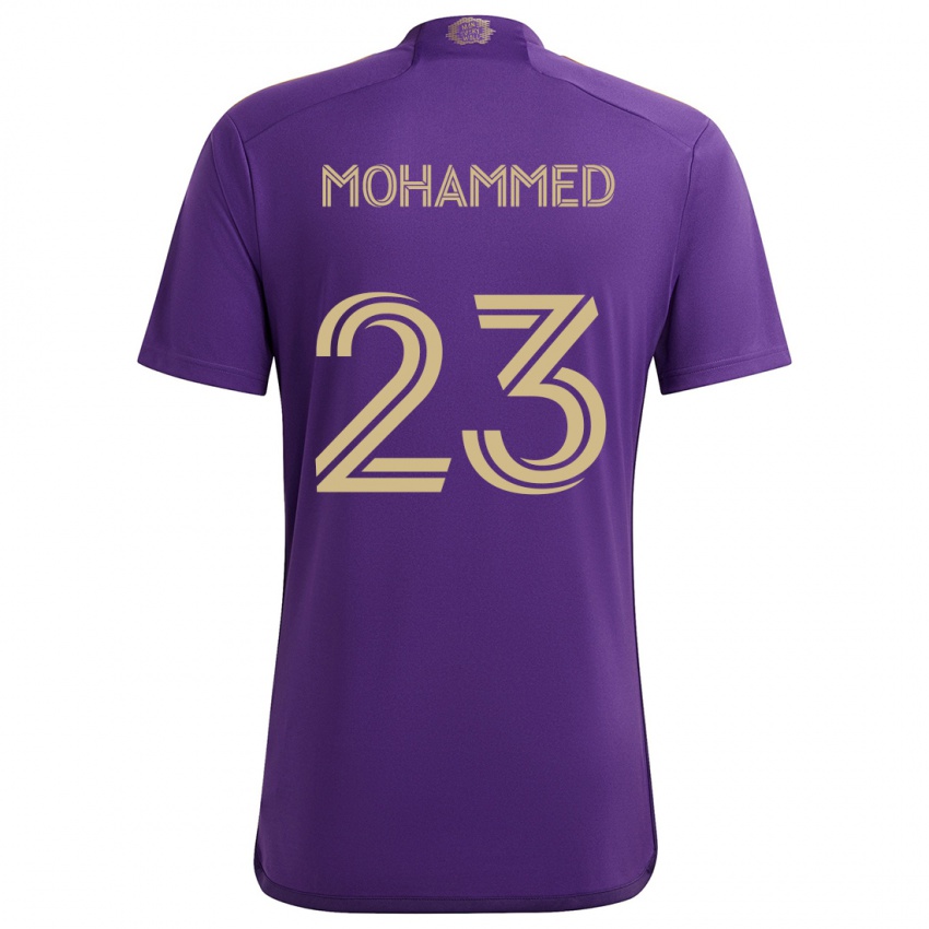 Gyermek Shak Mohammed #23 Lila Sárga Hazai Jersey 2024/25 Mez Póló Ing