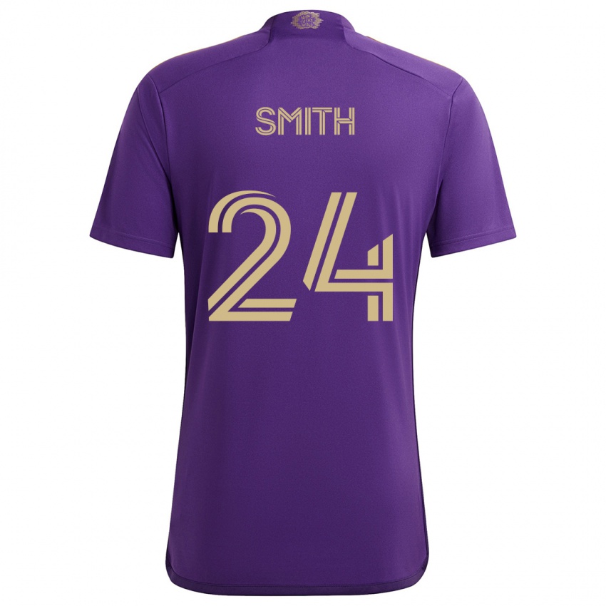 Gyermek Kyle Smith #24 Lila Sárga Hazai Jersey 2024/25 Mez Póló Ing