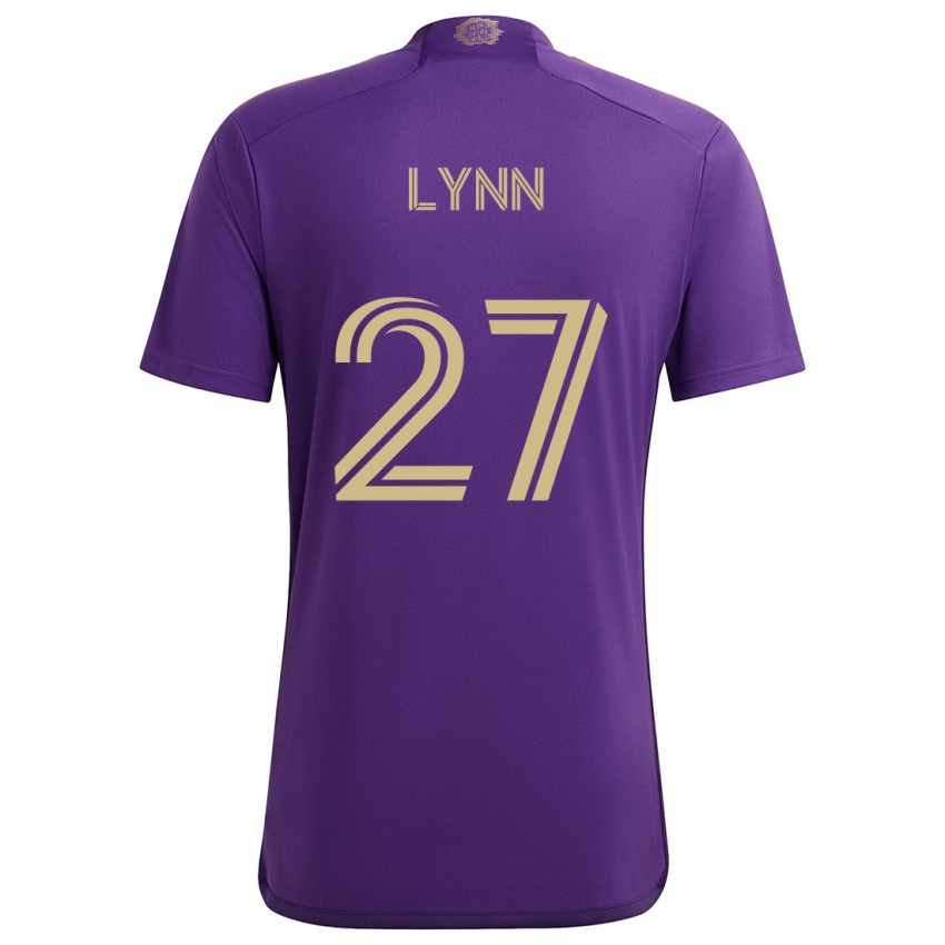 Gyermek Jack Lynn #27 Lila Sárga Hazai Jersey 2024/25 Mez Póló Ing