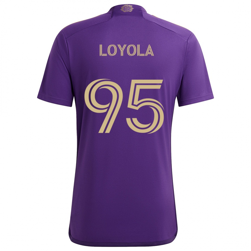 Gyermek Favian Loyola #95 Lila Sárga Hazai Jersey 2024/25 Mez Póló Ing