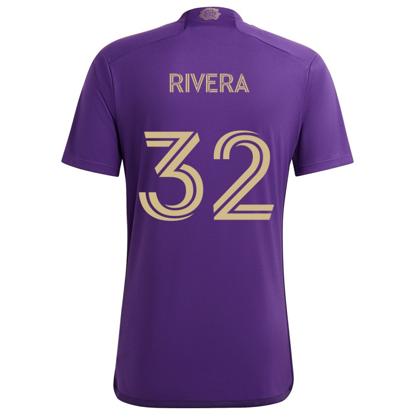 Gyermek Wilfredo Rivera #32 Lila Sárga Hazai Jersey 2024/25 Mez Póló Ing