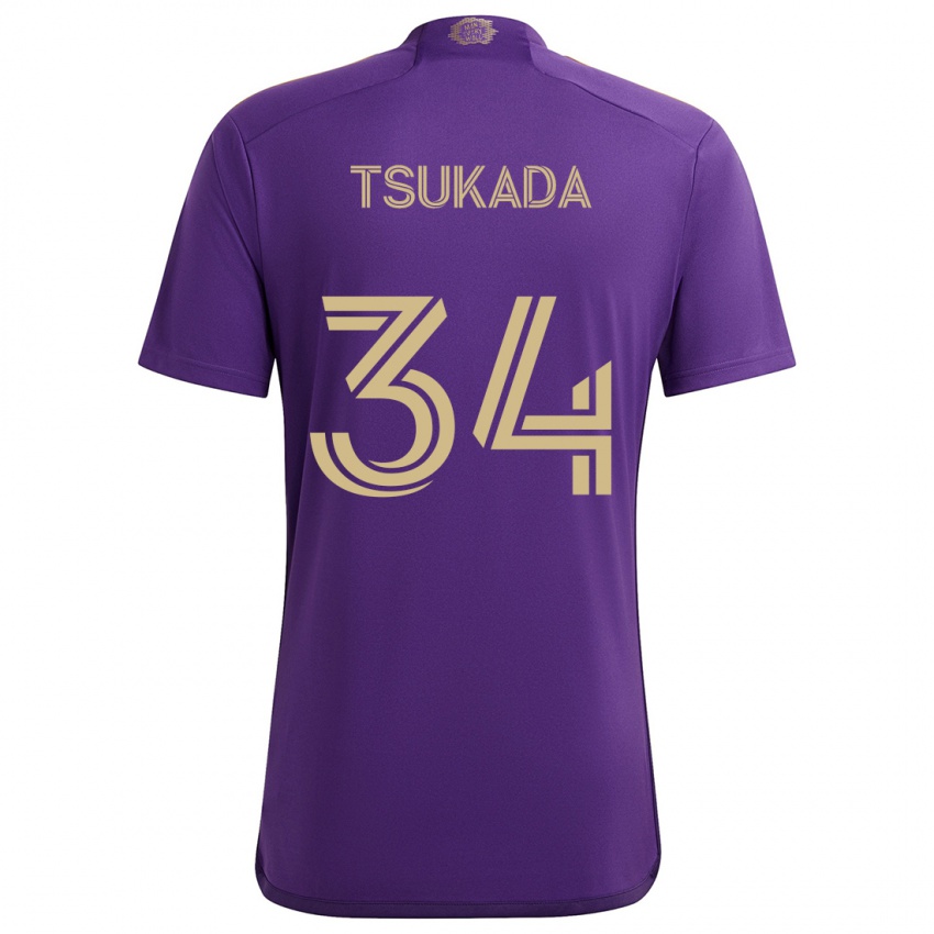 Gyermek Yutaro Tsukada #34 Lila Sárga Hazai Jersey 2024/25 Mez Póló Ing