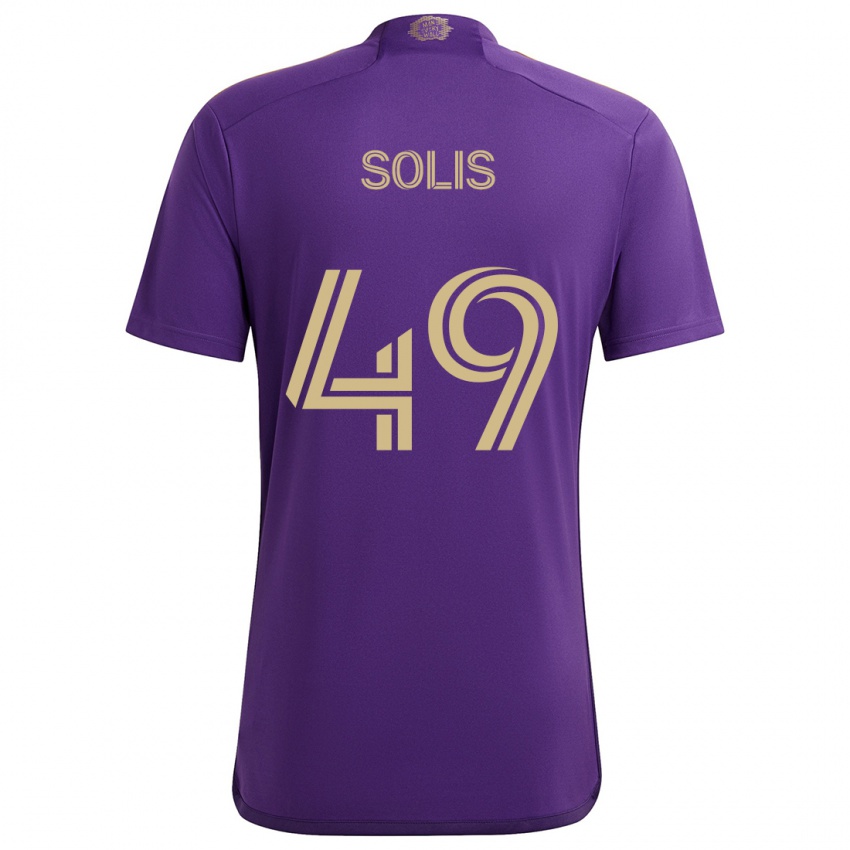 Gyermek Jhon Solís #49 Lila Sárga Hazai Jersey 2024/25 Mez Póló Ing