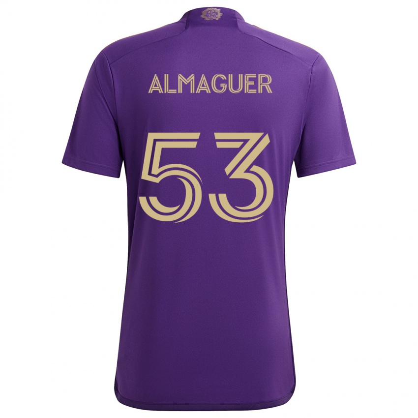 Gyermek Jorge Almaguer #53 Lila Sárga Hazai Jersey 2024/25 Mez Póló Ing