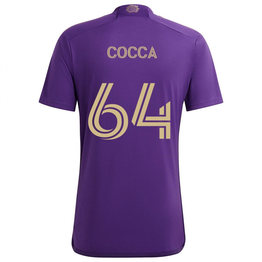 Gyermek Manuel Cocca #64 Lila Sárga Hazai Jersey 2024/25 Mez Póló Ing