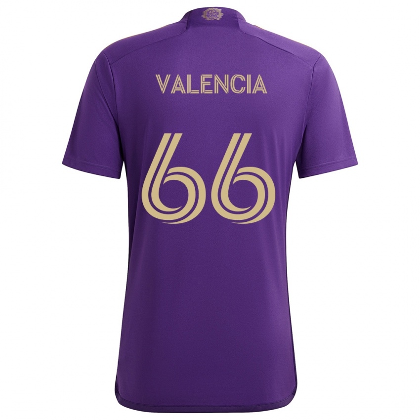 Gyermek Yeiler Valencia #66 Lila Sárga Hazai Jersey 2024/25 Mez Póló Ing