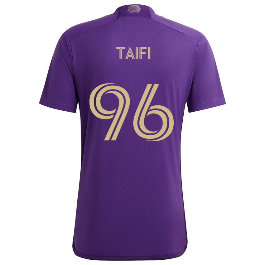 Gyermek Zakaria Taifi #96 Lila Sárga Hazai Jersey 2024/25 Mez Póló Ing