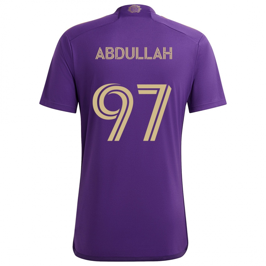 Gyermek Majed Abdullah #97 Lila Sárga Hazai Jersey 2024/25 Mez Póló Ing